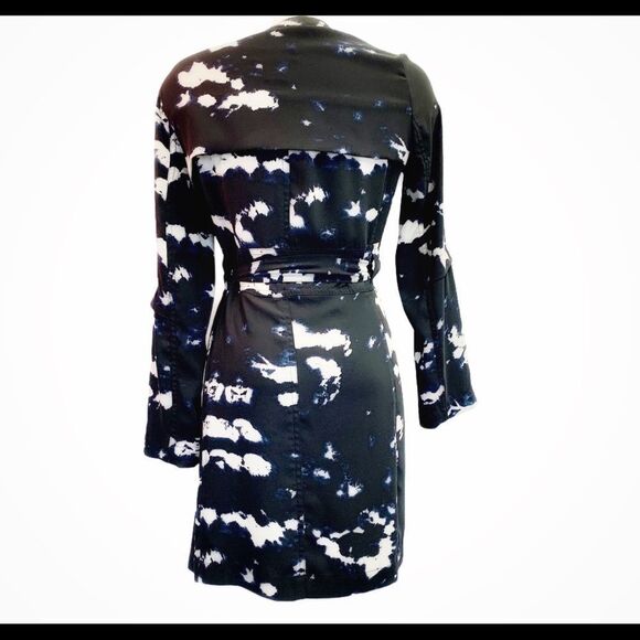 Maison Cinqcent Black navy white wrap dress Sz S - Picture 2 of 6